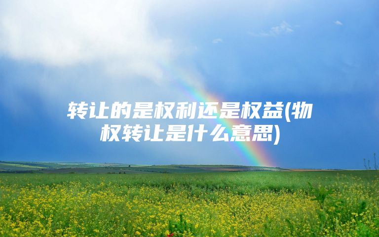 转让的是权利还是权益(物权转让是什么意思)