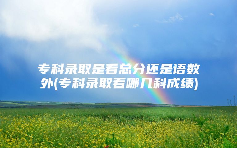 专科录取是看总分还是语数外(专科录取看哪几科成绩)