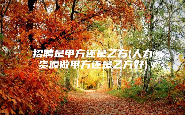 招聘是甲方还是乙方(人力资源做甲方还是乙方好)